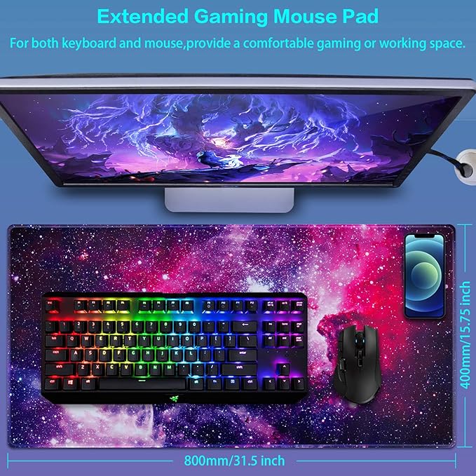 Canjoy Gaming Mouse Pad, Large Extended Mouse Pad Big Computer Mousepad for Home Office Gaming Work 31.5x15.7inch