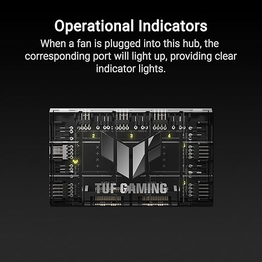 ASUS TUF Gaming ARGB PWM Fan Hub (Connects six case Fans, PWM Fan and RGB Connector, Clear Power and Operation Indicators, Stable Dual SATA Power Support)