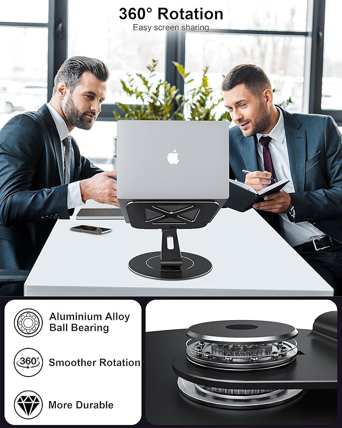 Ultra-Stable Laptop Stand for Desk with Larger Base, Desktop Organizer, Military-Grade Aluminum Anti-Loosening Structure - Height Adjustable Lectern Stand Suitable for 10-17.3 inch