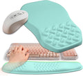 2-in-1 Ergonomic Set, Wave Keyboard Wrist Rest and Massage Slope Mouse Pad Wrist Support, Rebound Memory Foam for Ergonomic Comfort (Light Blue)