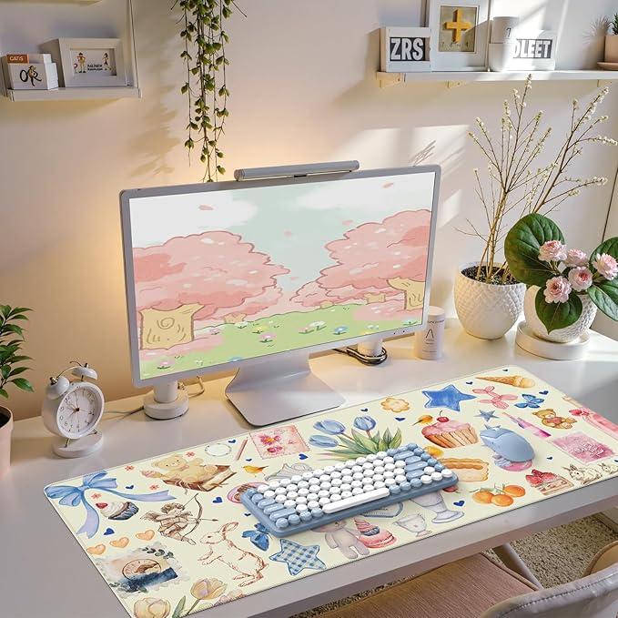 iCasso Extra Large Mouse Pad, Desk Pad Mat,Office Matt for Desktop Protector, Anti-Slip XXL Big Mousepad with Stitched Edges for Laptop Computer Keyboard (Yellow)