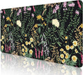 Botanical Colorful Flowers Gaming Desk Mat, Blooming Herb Floral Plants XXL Large Mouse Pad, Computer Mat for Desk, Accessory Decor Gift - 35.4 x 15.7 Inch, Vintage Flowers Black