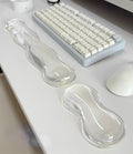 Mouse Pad with Wrist Rest, Soft Cloud Gel Keyboard Mouse Pad Set with Hand Wrist Support, Cute Non Slip Office Desk Accessories for Comfort/PC Gaming/Computer/Laptop, (Clear Wave)