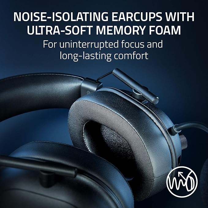Razer BlackShark V2 HyperSpeed Wireless Gaming Headset: 280g Lightweight - THX Spatial Audio - Bendable Mic - 50mm Drivers - 2.4GHz, Bluetooth or USB - 70 Hr Battery w/USB Type C Charging - Black