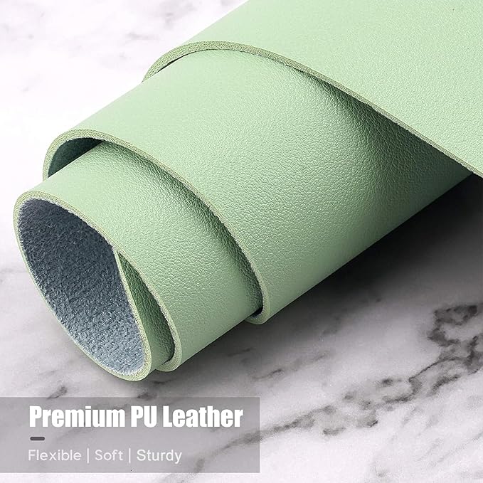 Hsurbtra Desk Pad, 35.5" x 17" PU Leather Desk Mat, XXL Extended Mouse Pad, Waterproof Desktop Blotter Protector, Non-Slip Ultra Thin Large Laptop Keyboard Writing Mat for Office Home, Lake Green