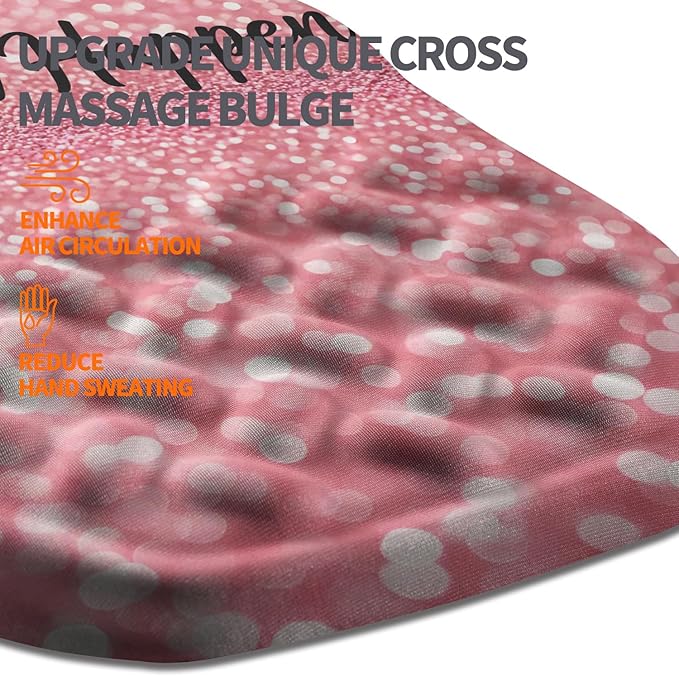 Ergonomic Slope Mouse Pad Wrist Support, Wrist Rest Mousepad for Carpal Tunnel with Massage Bulge and Slow Rebound Memory Foam (12x8 inch, Pink Stay Positive)