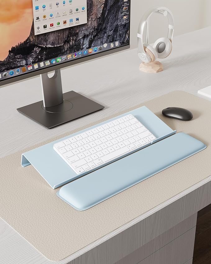 Computer Keyboard Stand for Desktop, Keyboard Wrist Rest Holder Stand for Easy Typing with Wrist Pad for Office Desk, Home, School(Blue)