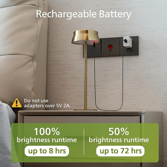 Philips Cordless Table Lamp, Portable Outdoor LED Desk Light,Rechargeable Battery Operated, 2 Adjustable Height, Touch Control & 3 Color Stepless Dimming, Waterproof Lamps for Restaurant/Bedroom