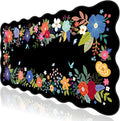 L-SPOUTTO Floral Mouse Pad,Black Desk Mat XXL Large Scalloped Gaming Mousepad,35.4x15.7in Non-Slip Rubber Base Keyboard Pad Waterproof Desktop Mat for Laptop Computer Game Home Office-Black Floral