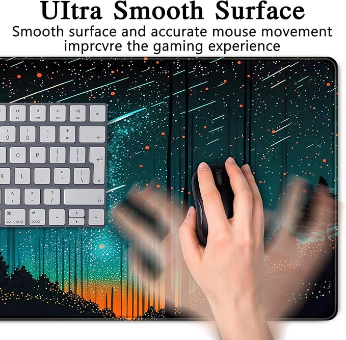 Fantasy Meteor Shower Desk Mat Blue Cosmic Mouse Pad Large Gaming Mousepad Extended Space Night Sky Desk Pad XXL 31.5 x 15.7 in Laptop Computer Mouse Keyboard Mat for Office Desk Decor