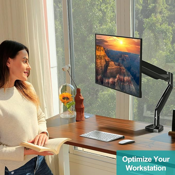 MOUNT PRO 40 inch Single Monitor Mount Stand fits 30.9lbs Ultrawide Screen, Heavy Duty Gas Spring Monitor Arm, Premium Desk Computer VESA Mount with Height/Tilt/Swivel/Rotation Adjustable