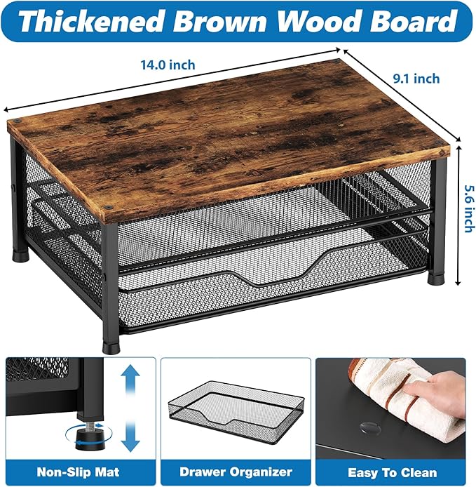 OPNICE Wood Monitor Stand Riser – Brown
