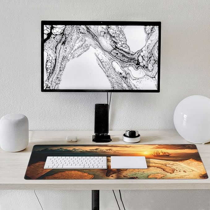 Gaming Mouse Pad,Large Mouse Pads for Desk,Non-Slip Rubber Base Extended Mousepad,XXL Keyboard Mouse Mat,Computer Keyboard Desk Pad with Stitched Edges,35.4x15.8inch,Antique World Map