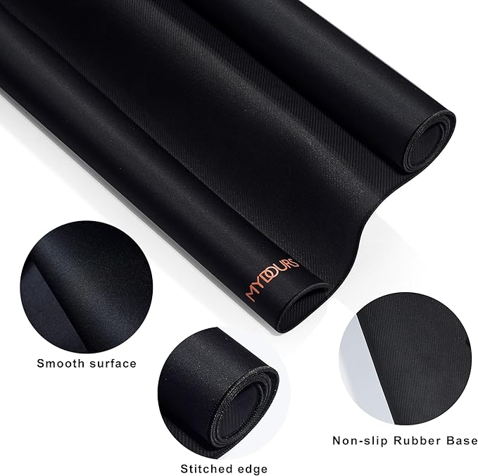 Mydours 48" x 24" Large Gaming Mouse Pad, Oversized Keyboard Mouse Mat with Stitched Edge, XXL Non-Slip Rubber Base Computer Mousepad for Full Desk, Extended Desk Mat for Gamer, Office & Home, Black