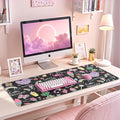 HAOCOO Kawaii Large Desk Cover Mat, 35.4x15.7 Cute Mouse Pad for Women Office Accessories, Leather Desk Mat for Keyboard and Mouse for Kids, Stitched Edges Desk Protector Dorm Decor