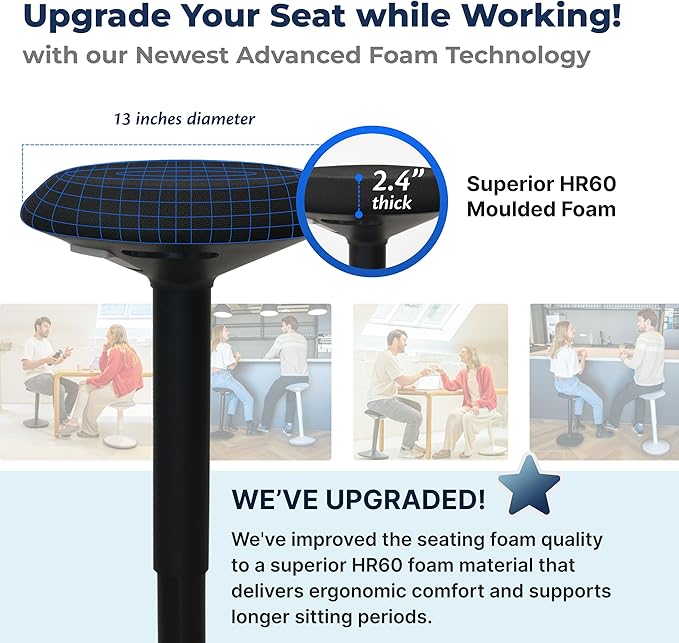 Standing Desk Stool Chair, Height Adjustable Stool 21-31 inch for Office and Classroom, Swivel Stool, Anti-Slip Bottom Ergonomic Wobble Stool with Rocking Motion, Black