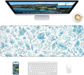 Floral Mouse Pad, 31.5 x 11.8 Large Desk Mat with Stitched Edges & Non-Slip Base, Mousepad for Office, Home, Work, Elegant Flower