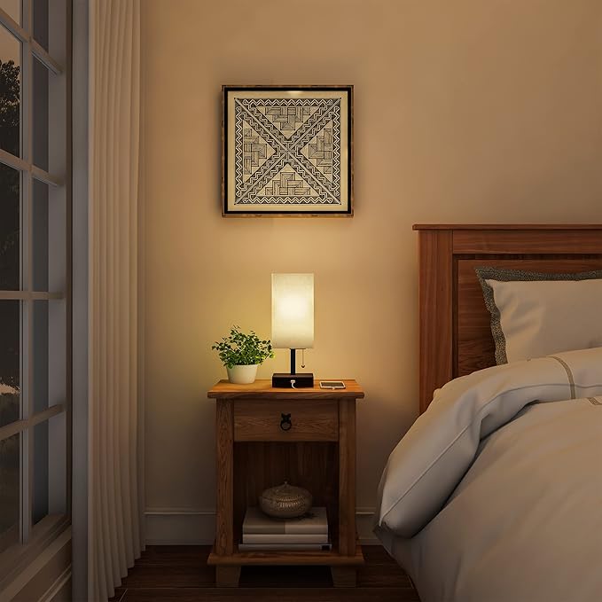Lavish Home LED Desk Lamp with USB Charging Port - Small Bedside Table Light for Reading - Bedroom, Living or Dining Room, Dorm Decor (Linen/Brown)