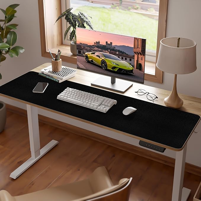 Large Desk Pad Mat, Long Mouse Pads for Desks Non-Slip, Black Leather Desk Mat, Waterproof Computer Mat Desktop Protector for Office/Study/Home/Decor (47.2" x 16.9")