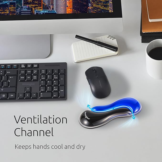 Kensington Slim Duo Gel Mouse Wrist Rest Support Cushion for Low Profile Mice & Trackballs, Ergonomic Mouse Wrist Support, Comfortable Non-Skid Gel, Blue 7.56" x 2.83" x 0.87" K62439NA