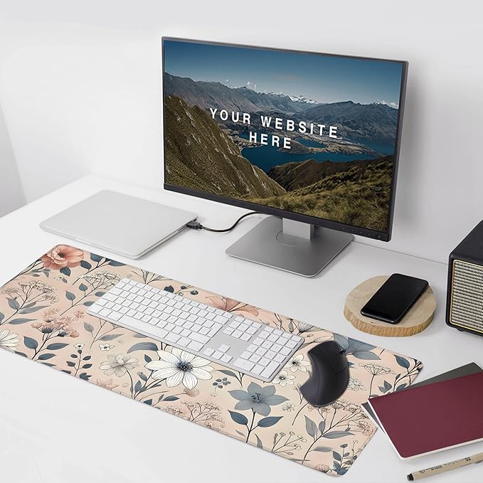Desk Mat, Aesthetic Dark Plants Floral XXL 35.4"x15.7"Large Gaming Mouse Pad, 3mm Thick Gaming Keyboard Pad,Desk Pad Non-Slip Rubber Base with Stitched Edges for Office Game Home Decor