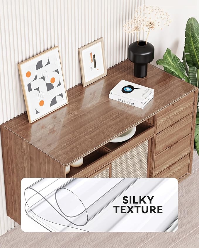 Oterri Clear Writing Desk Pad, 18’’x36” Heat Resistant Waterproof PVC Round Edge Durable Desk Protect Mat, Anti-Static Writing Mat Table Protector