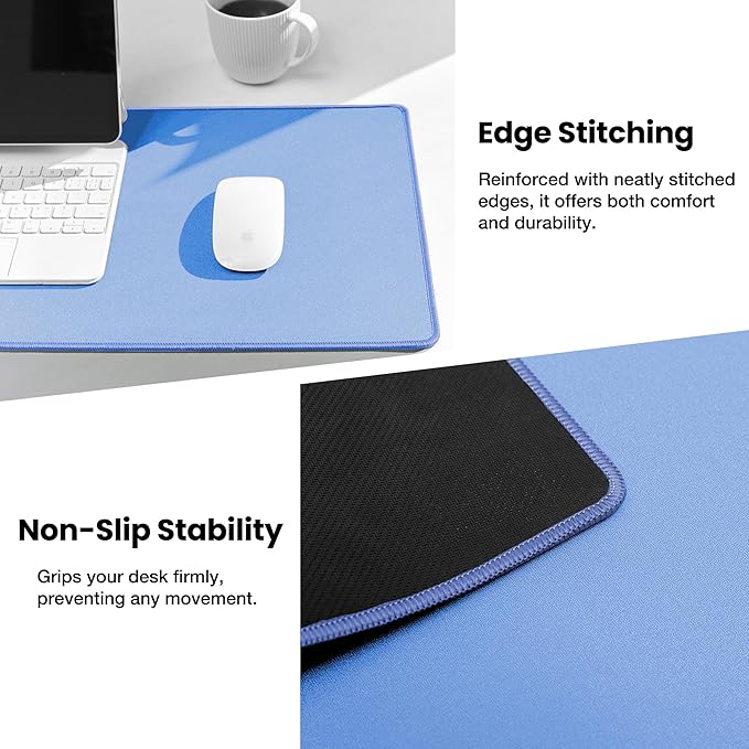 ALOANES Waterproof Mouse Pad, XL Gaming Keyboard Pad with Anti-Slip Base, Grain Jacquard Surface, Extend Desk pad for Gamer, Office & Home, Blue Mousepad 31.5"x 11.8"x 0.12"