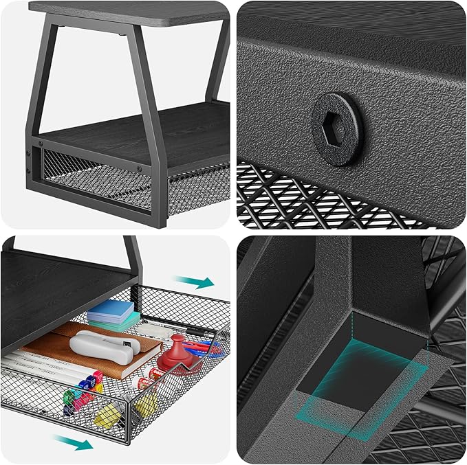2-Tier Printer Stand with Storage, Desktop Organizer for Printer Paper, Desk Shelf for Office and Home Printer Tables for 3D Printers‌ Black