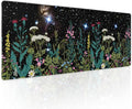 aportt Black Aesthetic Wildflower Large Mouse Pad XL Space Galaxy Weeds Herb Cute Floral Extended Desk Mat Big 80X30 CM Non-Slip Rubber Base Stitched Edge Long Mousepad,31.5×11.8 Inch