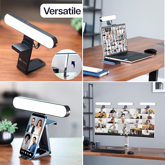 Life Finds Webcam Light for Streaming on Monitor or Laptop, Freestanding Video Conference Lighting, Black, LF-WL1