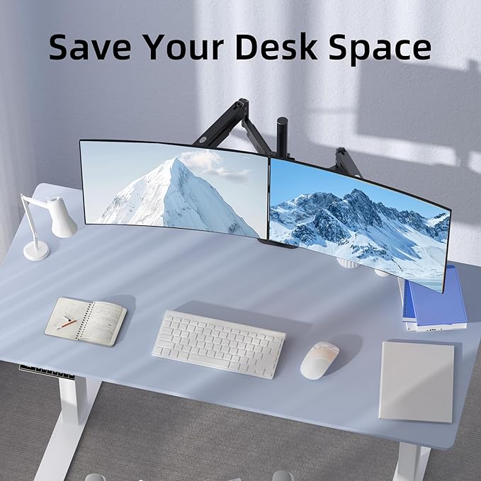 Suptek Dual Monitor Mount Stand-Height Adjustable Gas Spring Monitor Arm Desk Mount for 2 Computer Screens 17 to 32 inches - Each Arm Holds up to 22lbs (MD8822)