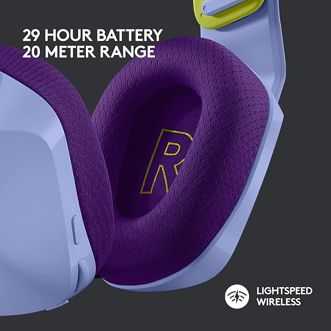 Logitech G733 Lightspeed Wireless Gaming Headset with Suspension Headband, LIGHTSYNC RGB, Blue VO!CE mic Technology and PRO-G Audio Drivers - Lilac
