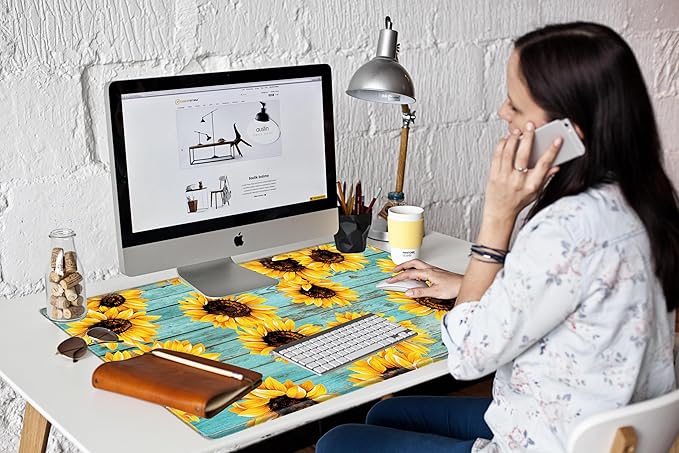 36 x 24 Mouse Pad Extra Large Desk Mat Gaming Mousepad Sunflower Oversized Desk Pad Huge Giant 4XL Computer Mat for Girl Women Work