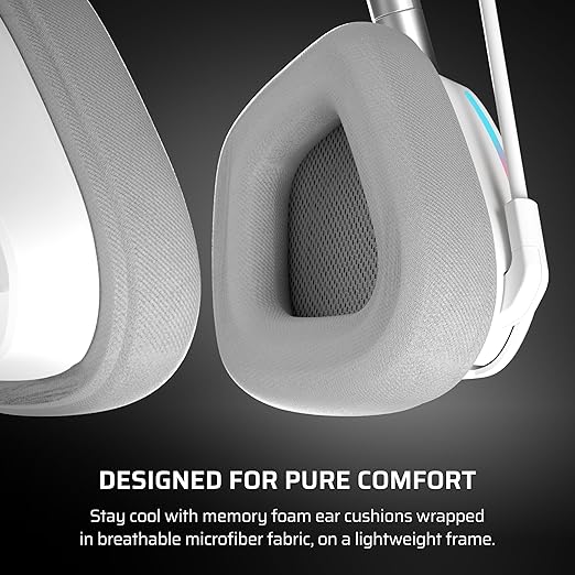 Corsair Void v2 Wireless Gaming Headset with Bluetooth for PC, PS5, PS4, Switch, Mobile – Dolby Atmos, 70 Hr Battery, Dual Wireless, Lightweight, Fast Charging – White
