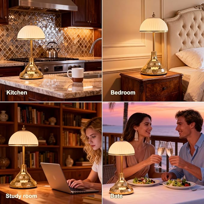 Touch lamp,night light for kids,rechargeable light, suitable for bedrooms, desks, terraces,and outdoor tables. Dimmable LED eye-protection night light,also an ideal Christmas gift for teenagers.(Gold)