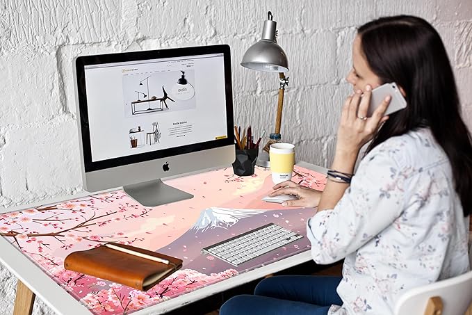 Gaming Mouse Pad 24x48 Desk Mat Large Mousepad Cherry Blossom Desk Pad Giant Full Mouse Mat XXXL Computer Mat for Protector Desktop Wireless