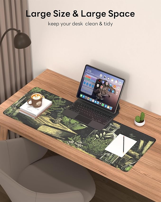 Skull Mouse Pad, 31.5 x 11.8 Large Desk Mat with Stitched Edges & Non-Slip Base, Mousepad for Office, Home, Work, Grave Robber