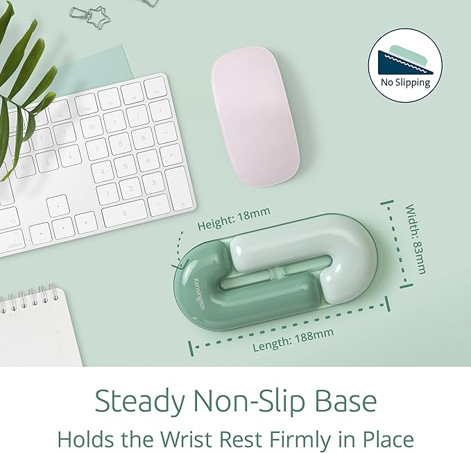 Kensington Mouse Wrist Rest Gel Support Cushion for Mice & Trackballs, Duo Gel Ergonomic Mouse Wrist Support, Comfortable Non-Skid, Loop Green, 7.4" x 3.27" x 0.7" K62829WW