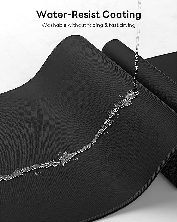 Black Mouse Pad, 31.5 x 11.8 Large Desk Mat with Stitched Edges & Non-Slip Base, Mousepad for Office, Home, Work