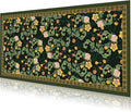 Desk Pad, ZAXOXAZ PU Leather Desk Pad Protector, 31.5" x 15.7" XXL Large Extended Flowers Mouse Pad, Big Desk Mat Floral Desk Blotter, Waterproof Desk Writing Pad for Office and Home(Green Flowers)