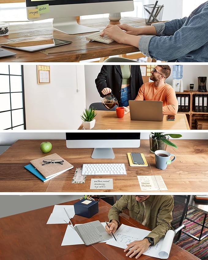Oterri Clear Writing Desk Pad, 47.2’’x16.9” Heat Resistant Waterproof PVC Round Edge Durable Desk Protect Mat, Anti-Static Writing Mat Table Protector