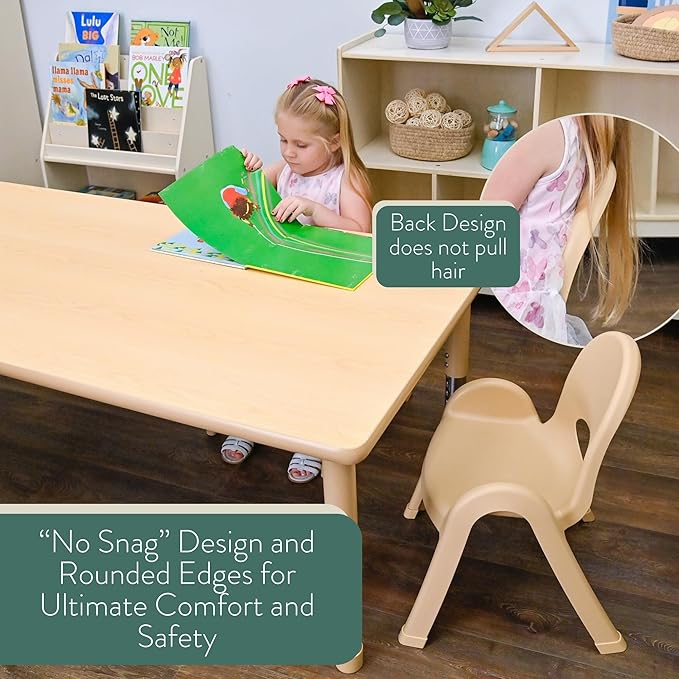 Children’s Factory Value Stack 11" Child Chair, Natural Tan, 2 Pack, Stackable Ergonomic Seating Solution for Classrooms and Homeschools