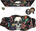 Sugar Skull Flowers Large Gaming Mouse Pad Plus a Coaster, 35.4 x 15.7 inches Desk Mat Extended XXL Mousepad with Stitched Edge Non-Slip Rubber, Desk Pad Computer Mouse Mat for Home Office