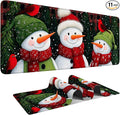 Three Snowmen Extended Gaming Mouse Pad 31.5x11.8inches Large Desk Mat Anti-Slip Rubber Base & Durable Stitched Edges for Gamers Smooth Mouse Writing Surface for Desk Office/Home