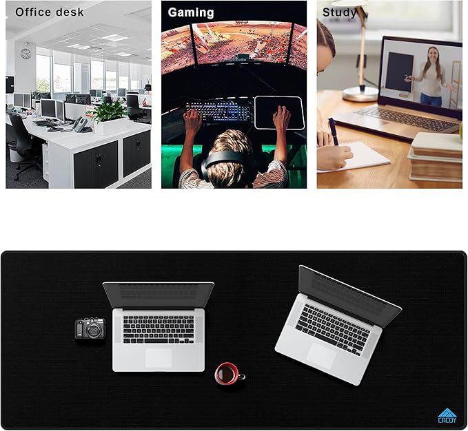 Cacoy 63”x24” Huge Gaming Mouse Pads, Extended PC Computer Mouse Mat, Smooth Tracking Surface XXXL Large Mouse Pad for Desk, Giant Office and Home Keyboard Pad, Oversized Desk Matt for Desktop, Black