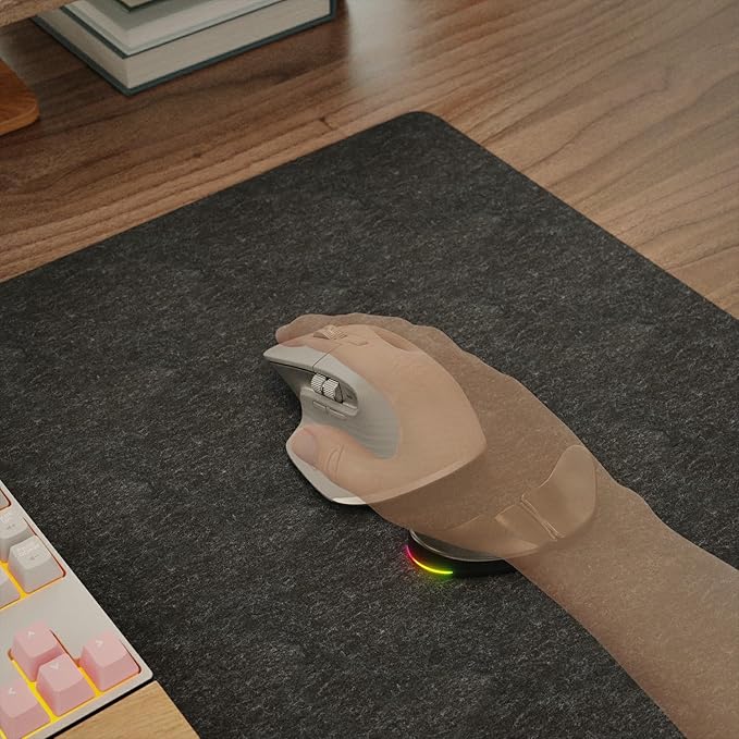 HornsX1 Right-Handed RGB Ergonomic Gliding Palm Rest for Mouse, Wrist Rest Pad, 3 RGB Lighting Modes, Reduce Wrist Pain, Anti-Fatigue, for Gaming/Office Work Casual Use - Black2, 1 PCS
