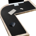 Vyaaa 51 inch L Shaped Desk Mat, Black Leather Corner Desk Mat Pad,Large Dual Sided Gaming Mouse Pads, Non-Slip Laptop Desk Pad, Office and Home