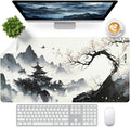 Japanese Mouse Pad, Large Japanese Desk Mat, Leather Desk Pad, Waterproof Keyboard Mat, Non-Slip Computer Mat, Keyboard and Mouse Pad for Office Decor (31.5"x15.7")