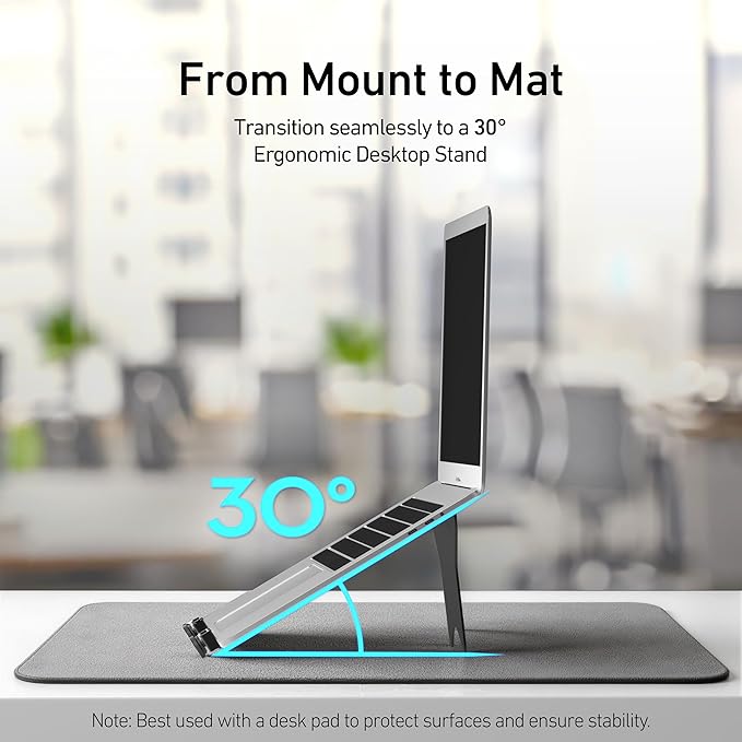 Laptop Tray for Monitor Arm - VESA Mount 100x100mm, Laptops up to 17.3in & 28.6lbs - Notebook Tray Office Desk Accessories - Black