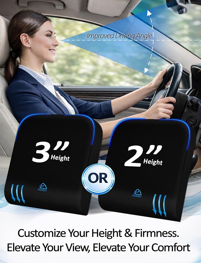 Adjustable Memory Foam Seat Cushion, Custom Height & Firmness, Ergonomic Office Chair Cushion for Back, Coccyx, Sciatica & Tailbone Pain Relief – Ideal for Office Chair, Car Seat, Wheelchair, Recliner
